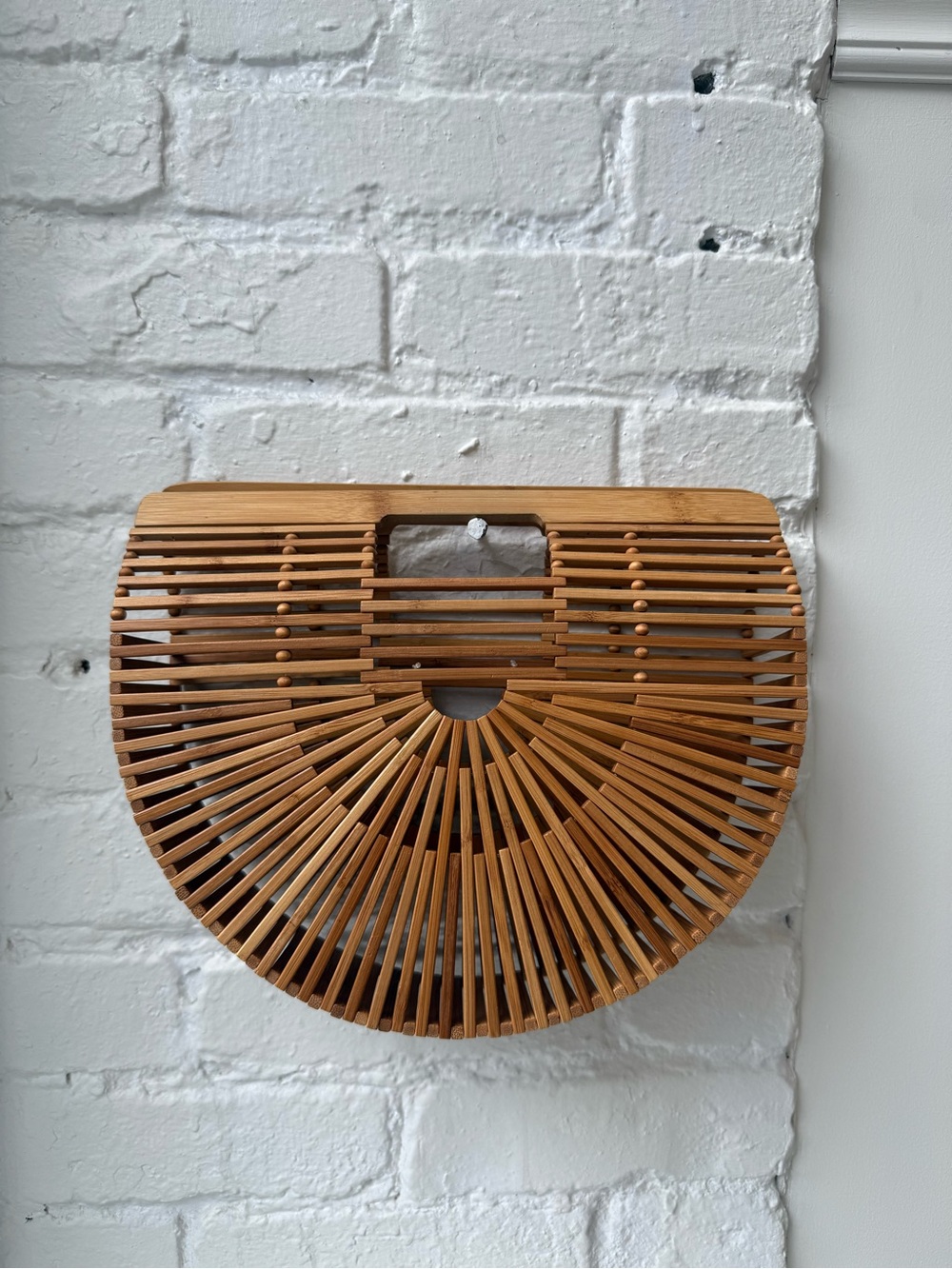 cult gaia Bamboo Arc Half-Moon Clutch - Natural